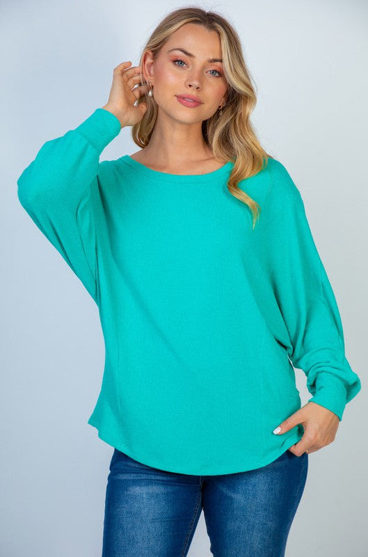 Gauze Knit Top with Cross Over Back in Seafoam Ave Shops