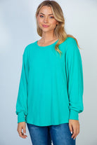 Gauze Knit Top with Cross Over Back in Seafoam Ave Shops