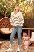 Long Sleeve Relaxed Stripe V-neck Ave Shops