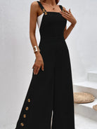 Side Decor Button Wide Leg Overalls Trendsi