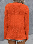 Eyelet Roll-Tab Sleeve Cardigan Trendsi