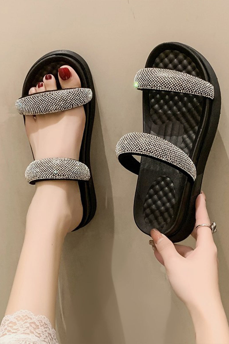 PU Leather Open Toe Platform Sandals Trendsi