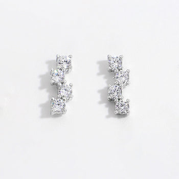 925 Sterling Silver Inlaid Zircon Stud Earrings Trendsi