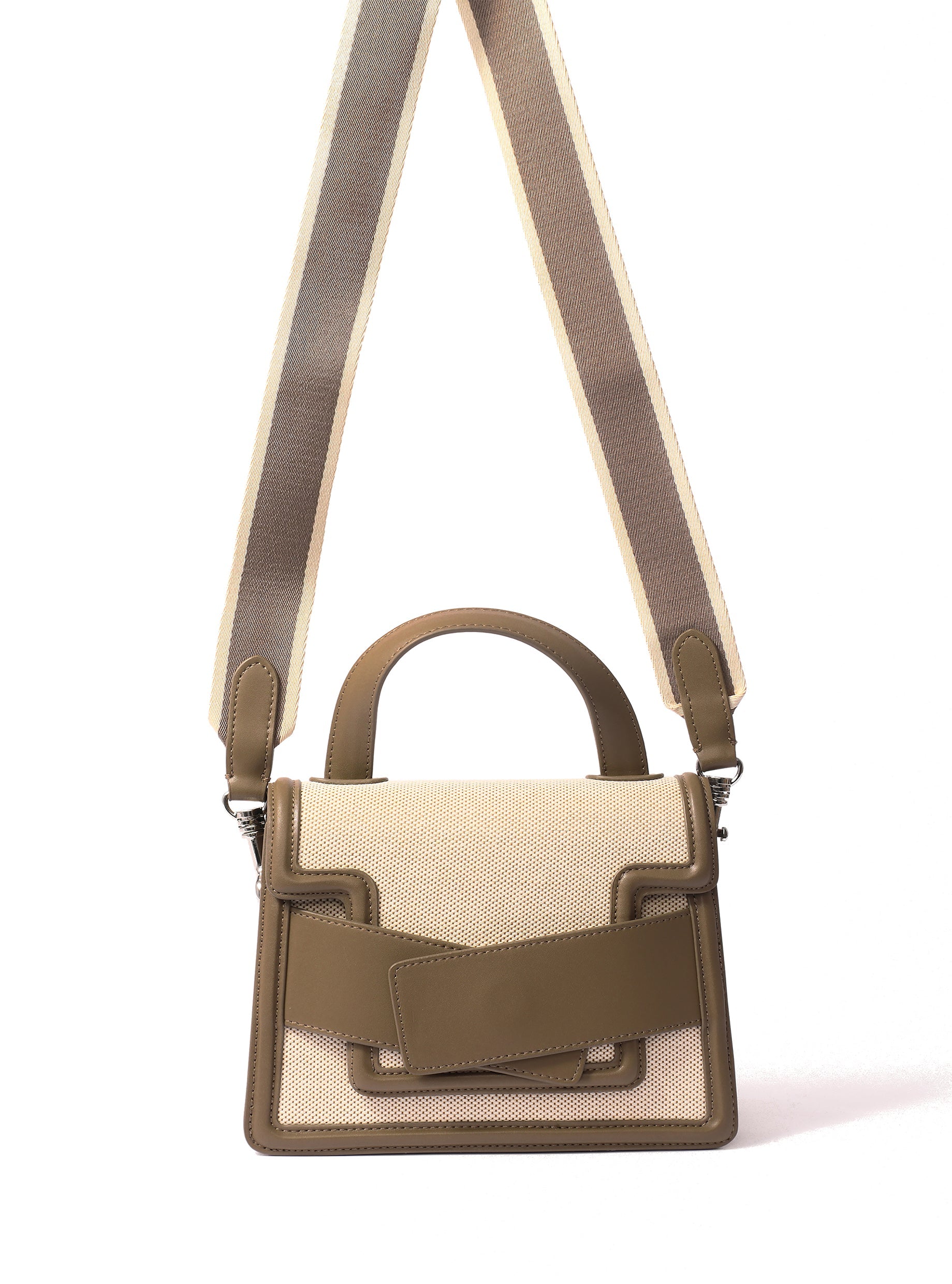 Evelyn Bag in Canvas and Genuine Leather, Gray Bob Oré