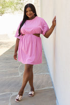 HEYSON Summer Field Cutout T-Shirt Dress in Carnation Pink HEYSON