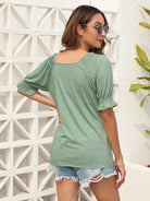 Ruched Short Sleeve Blouse Trendsi