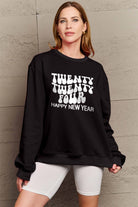 Simply Love Full Size TWENTY TWENTY FOUR HAPPY NEW YEAR Dropped Shoulder Sweatshirt Trendsi