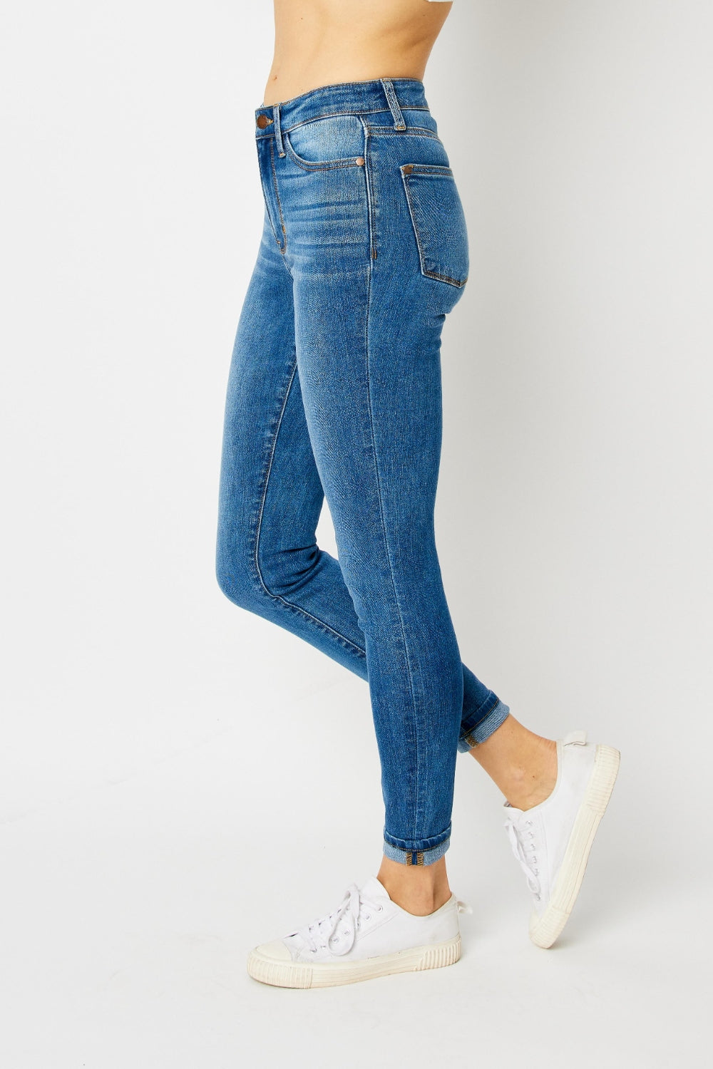 Judy Blue Full Size Cuffed Hem Skinny Jeans Trendsi