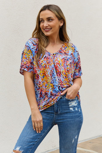 Be Stage Printed Dolman Flowy Top Be Stage