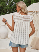 Ruffled Round Neck Cap Sleeve Blouse Trendsi