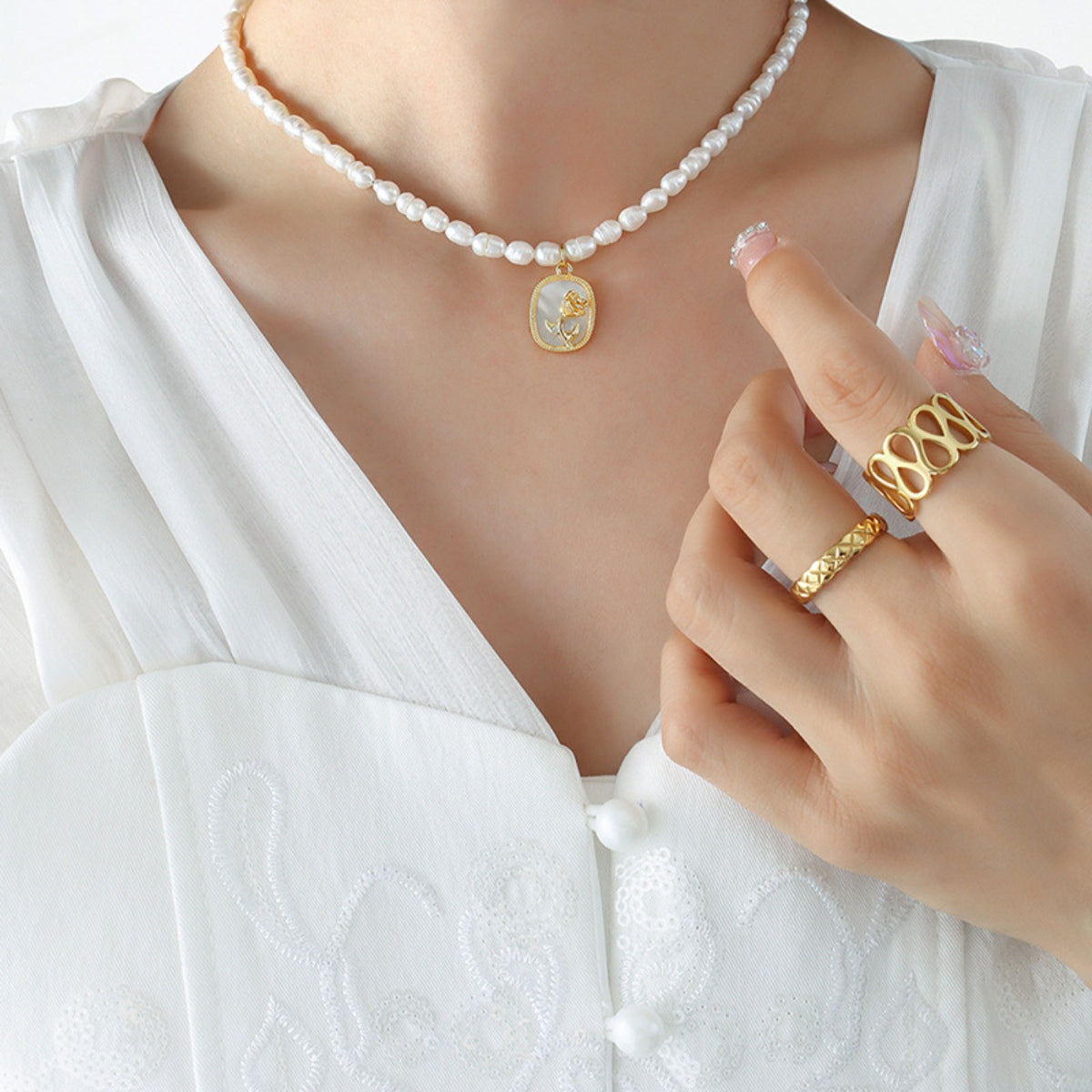 18K Gold-Plated Freshwater Pearl Necklace Trendsi