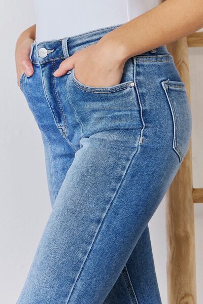 RISEN Full Size High Rise Ankle Flare Jeans Trendsi