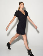 INES Black Shift Dress with Puff Shoulders GILD