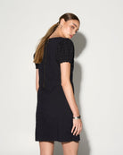 INES Black Shift Dress with Puff Shoulders GILD