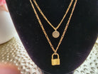 2 pc Delicate Chain w/ Lock and Circle Pendants Bougiest Babe