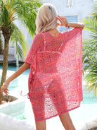 Slit Openwork V-Neck Cover Up Trendsi