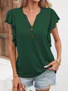 Notched Cap Sleeve T-Shirt Trendsi