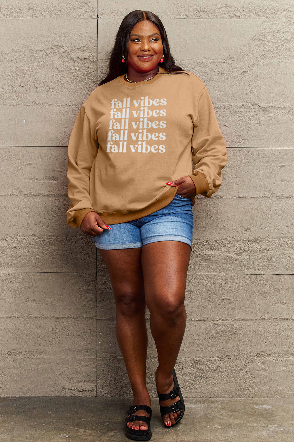 Simply Love Full Size FALL VIBES Graphic Sweatshirt Trendsi