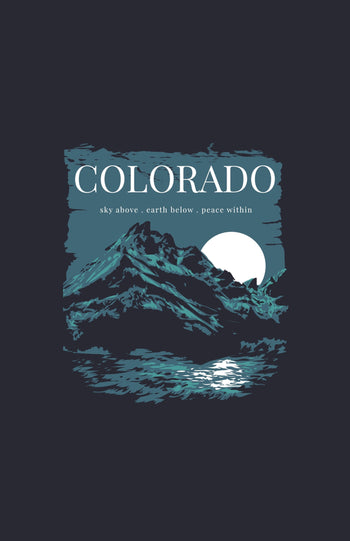 Colorado Sky Above. Earth Below. Peace Within Unisex Performance Tee Black Colorado Threads Clothing