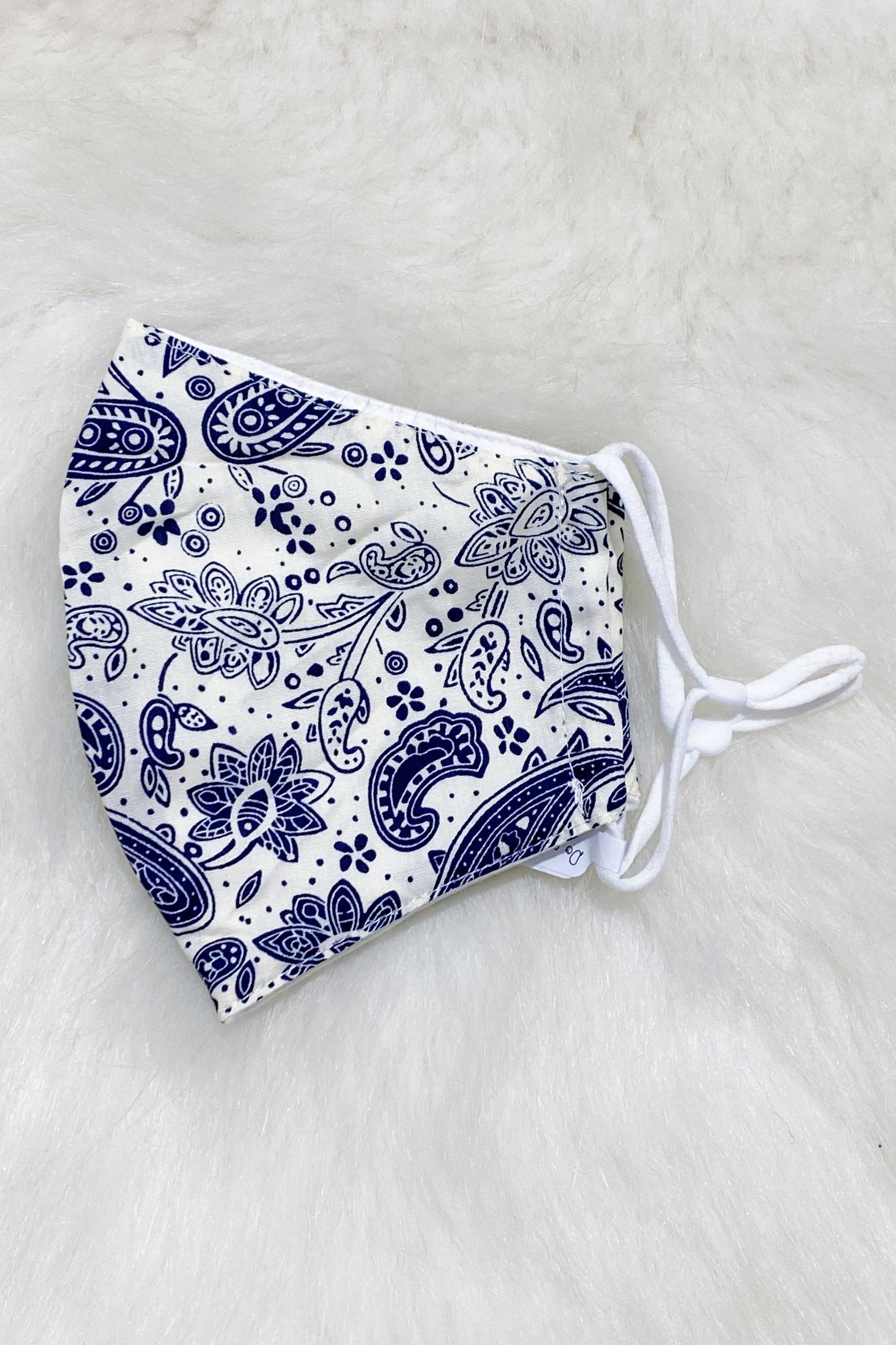 Paisley Fabric Mask in White Ellisonyoung.com