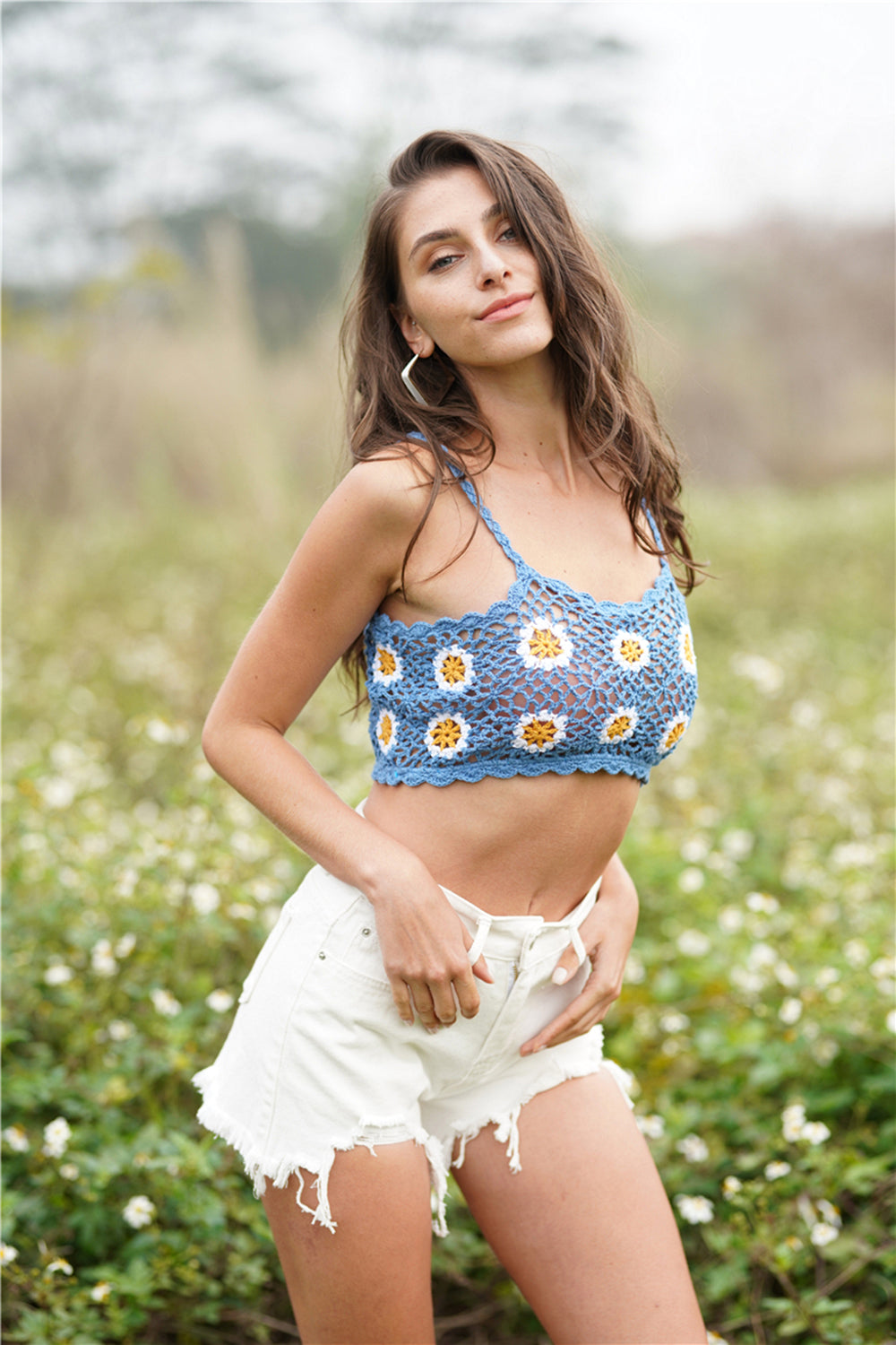 Floral Crochet Cropped Cami Trendsi