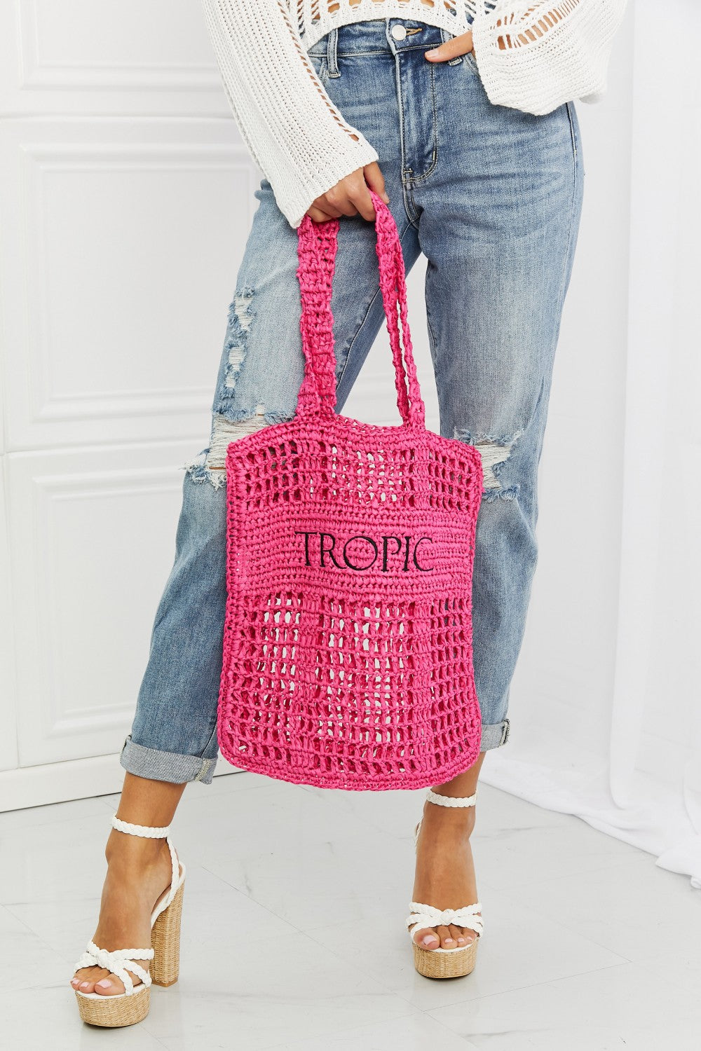 Fame Tropic Babe Staw Tote Bag Fame