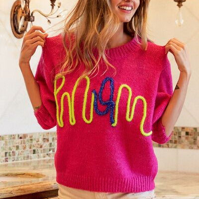 BiBi MOM Contrast Round Neck Sweater Trendsi