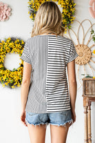 Striped Round Neck Short Sleeve Tee Casual Chic Boutique