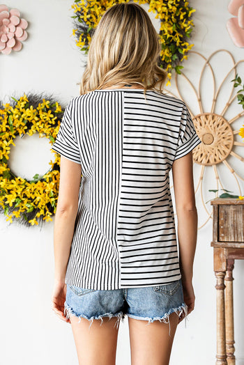 Striped Round Neck Short Sleeve Tee Casual Chic Boutique