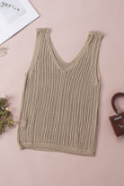 V-Neck Wide Strap Knit Vest Trendsi