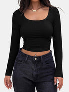 Scoop Neck Long Sleeve T-Shirt Trendsi