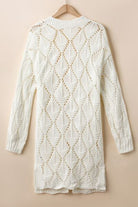 Openwork Open Front Dropped Shoulder Cardigan Trendsi