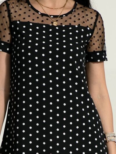 Polka Dot Short Sleeve Mini Dress Trendsi