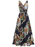 Slit Tied Printed Surplice Dress Trendsi