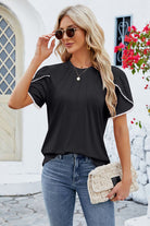 Round Neck Petal Sleeve T-Shirt Trendsi