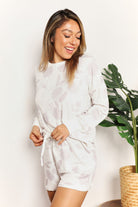 Double Take Floral Long Sleeve Top and Shorts Loungewear Set Trendsi