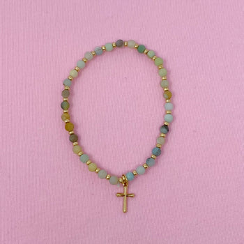 Stone Bead Cross Anklet Ellisonyoung.com