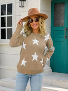 Star Round Neck Dropped Shoulder Sweater Trendsi