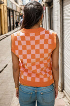 Checkered V-Neck Sweater Vest Trendsi
