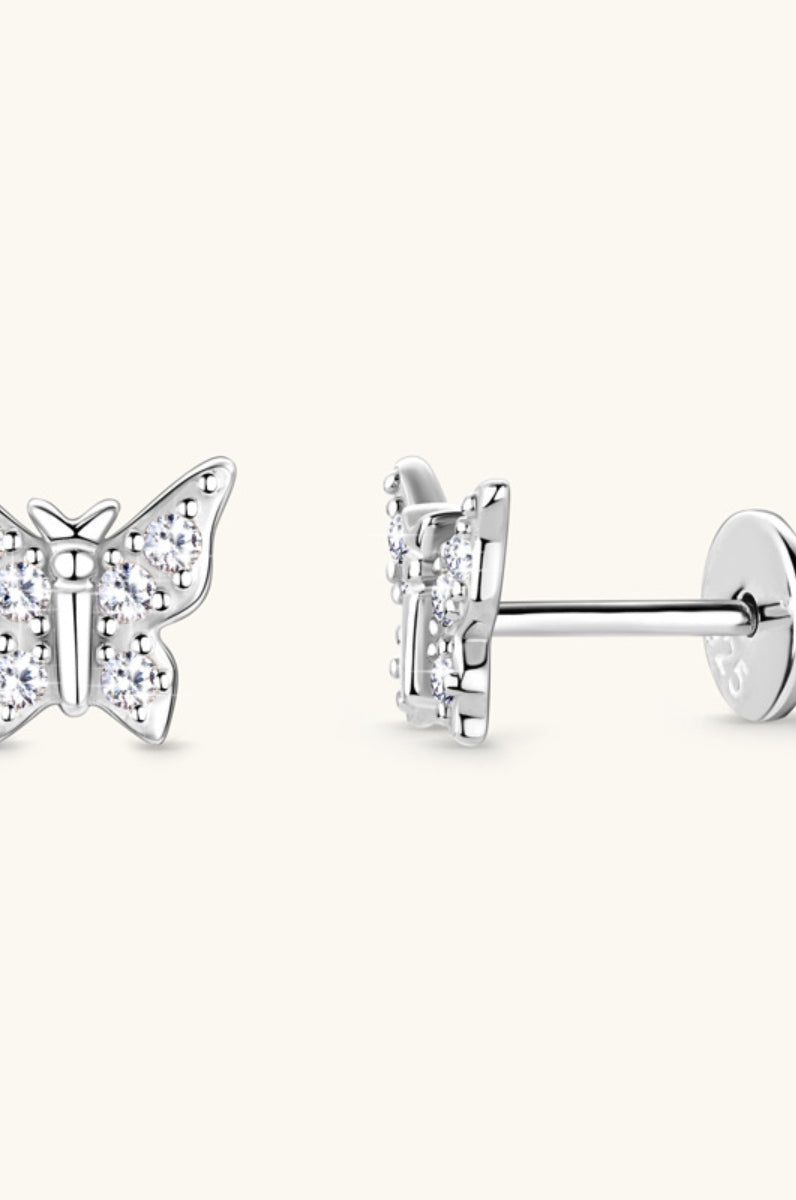 Moissanite 925 Sterling Silver Butterfly Stud Earrings Trendsi