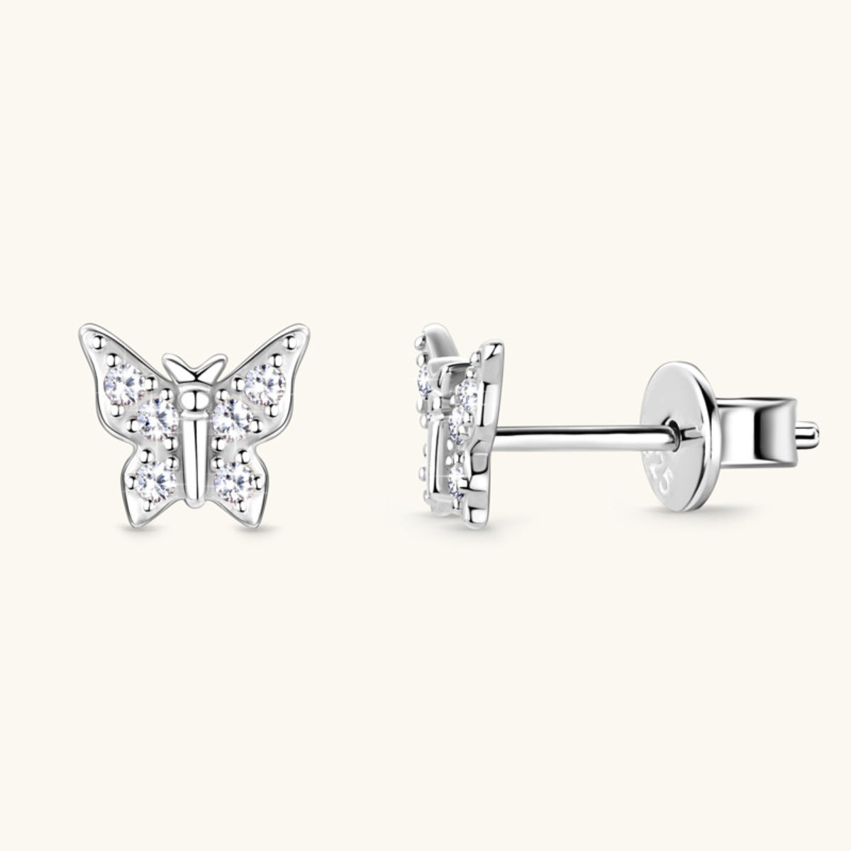 Moissanite 925 Sterling Silver Butterfly Stud Earrings Trendsi
