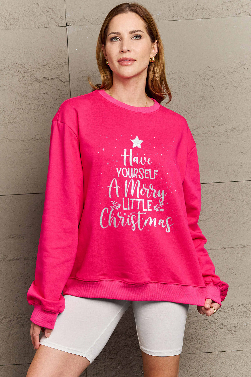 Simply Love Full Size HAVE YOURSELF A MERRY LITTLE CHRISTMAS Round Neck Sweatshirt Trendsi