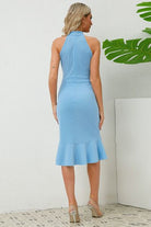 Ruffled Grecian Neck Dress Trendsi