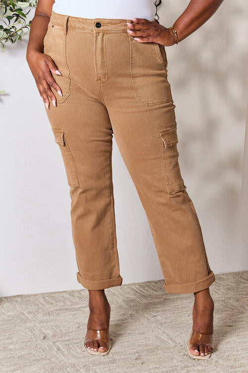 Risen Full Size High Waist Straight Jeans with Pockets Trendsi