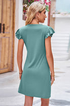 Ruffled Round Neck Cap Sleeve Dress Trendsi