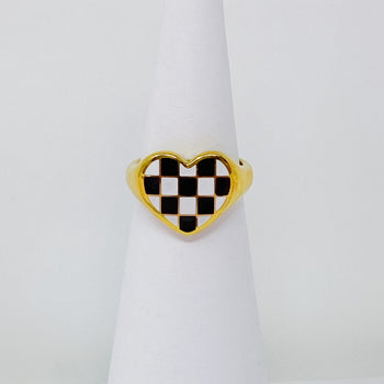 Checkered Heart Signet Ring Ellisonyoung.com