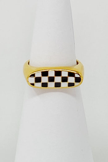 Checkered Oblong Ring Ellisonyoung.com