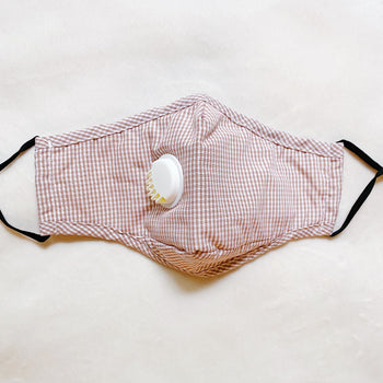 Gingham Fabric Mask in Beige Ellisonyoung.com