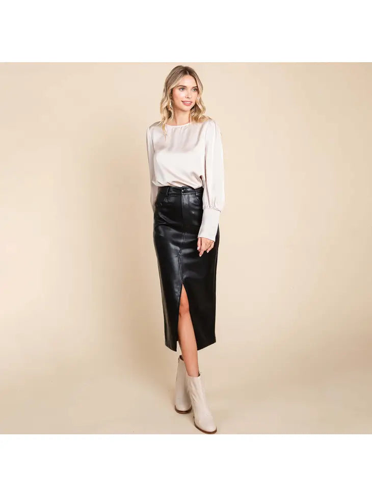 Leather Skirt Front Slit Penderié, Inc.