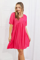 BOMBOM Another Day Swiss Dot Casual Dress in Fuchsia BOMBOM